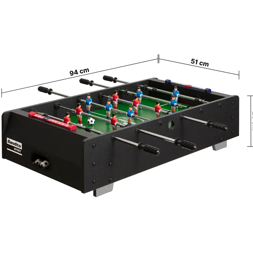 Bandito Mini Tafelvoetbal met Telescopische Stangen - Zwart - Tweedekans