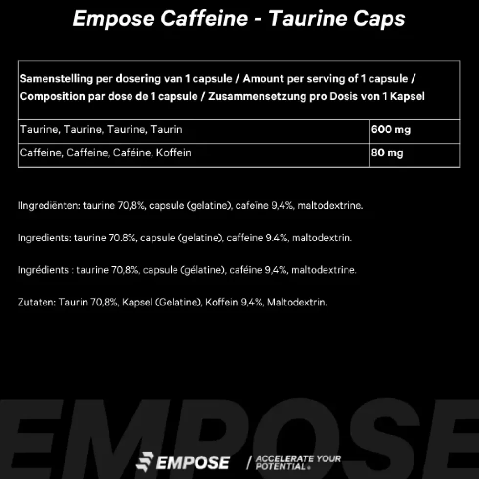 Empose Nutrition Cafeïne / Taurine Caps - 100 Capsules