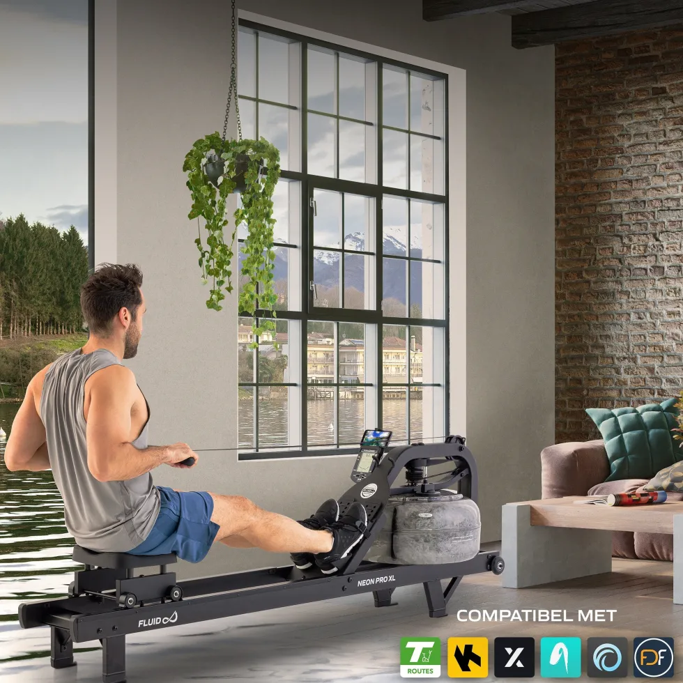 Fluid Rower Neon Pro XL Roeitrainer - Mat Zwart