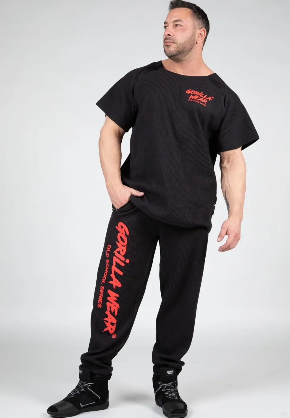 Gorilla Wear Augustine Old School Work out Top - Zwart/Rood