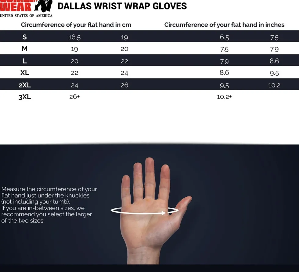 Gorilla Wear Dallas Wrist Wrap Handschoenen - Fitness Handschoenen - Zwart
