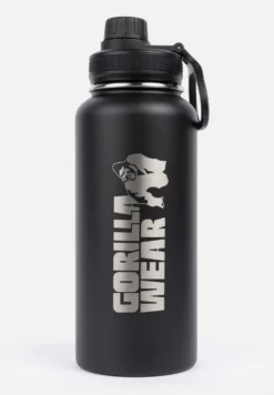 Gorilla Wear Geïsoleerde RVS Waterfles - Zwart - 1000 ml
