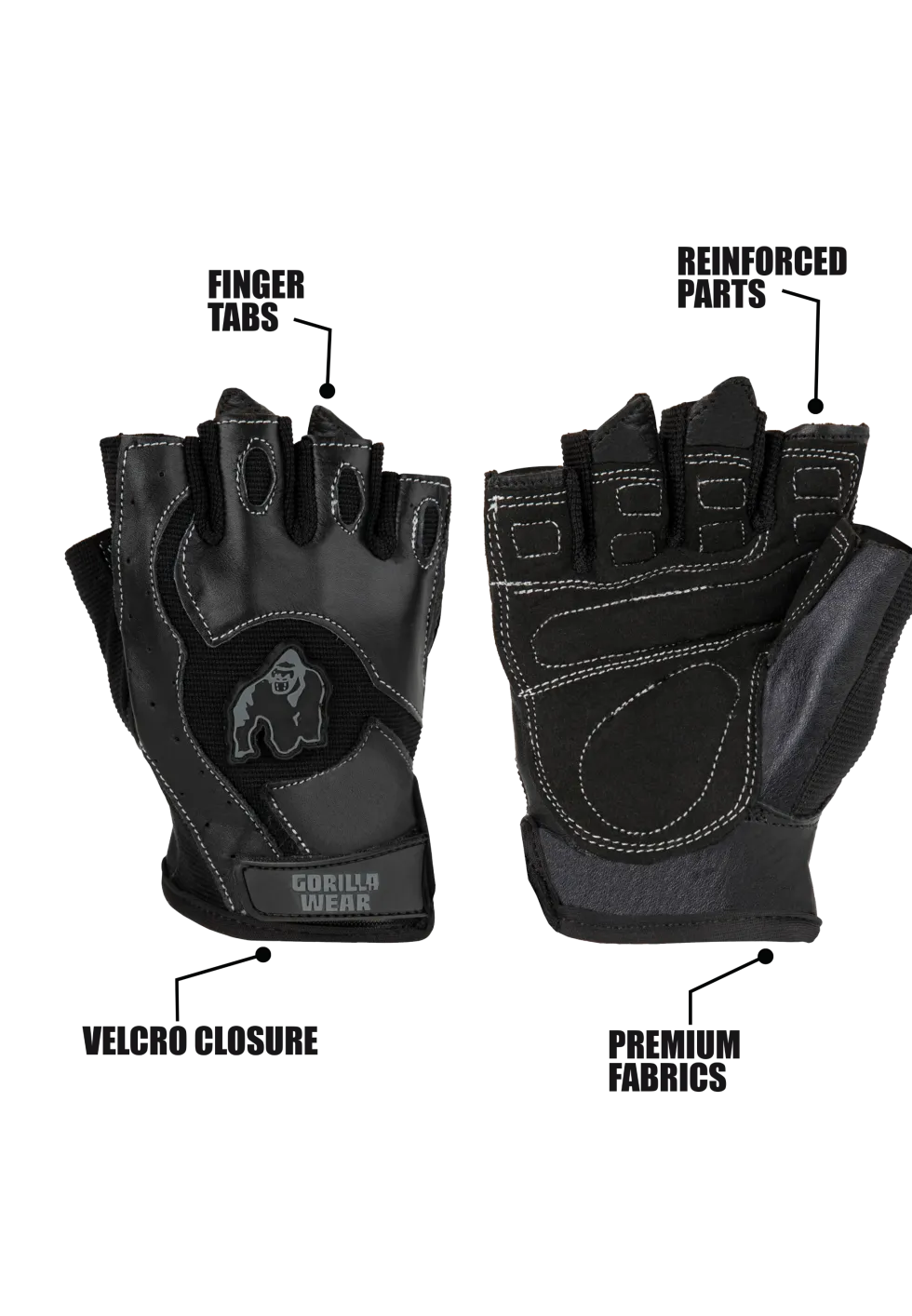Gorilla Wear Mitchell Training Gloves - Fitness Handschoenen - Zwart