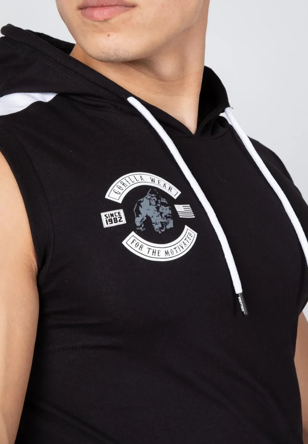 Gorilla Wear Oswego Mouwloos T-shirt met Capuchon - Zwart