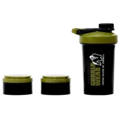 Gorilla Wear Shake Beker 2 GO - 500 ml + 2 x 130 ml - Zwart/Legergroen