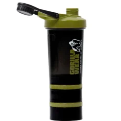 Gorilla Wear Shake Beker 2 GO - 500 ml + 2 x 130 ml - Zwart/Legergroen