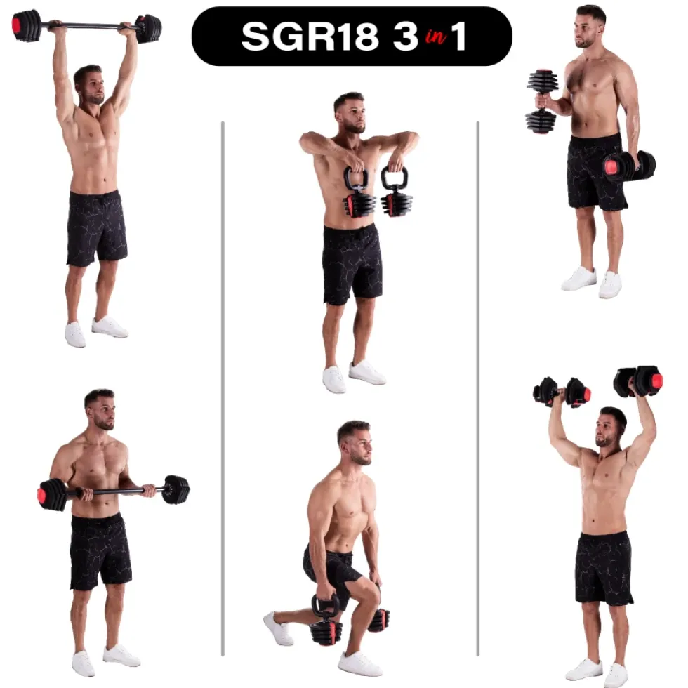 HMS 3-in-1 Verstelbare Dumbbell Set - 43,5 kg