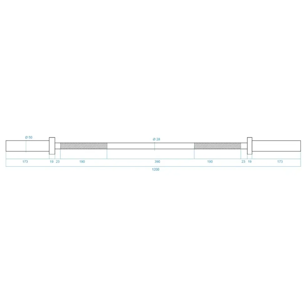HMS Olympische Halterstang met Lock Jaw Collars - 50 mm - 120 cm