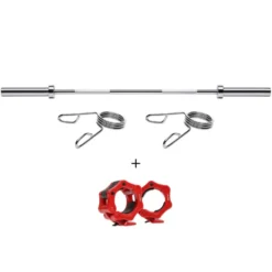 HMS Premium Olympische Halterstang met Lock Jaw Collars en Veerclipsluiting - 50 mm - 150 cm