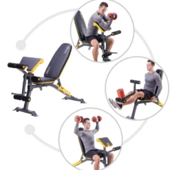 HMS Premium Trainingsbank met Preacher Curl - Zwart/Geel