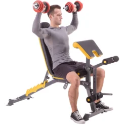 HMS Premium Trainingsbank met Preacher Curl - Zwart/Geel