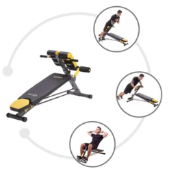 HMS Premium Verstelbare Hyperextension/Trainingsbank - Zwart/Geel