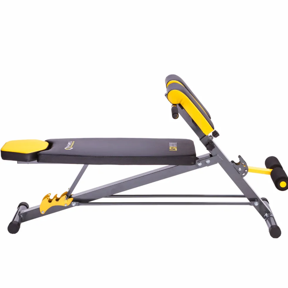 HMS Premium Verstelbare Hyperextension/Trainingsbank - Zwart/Geel
