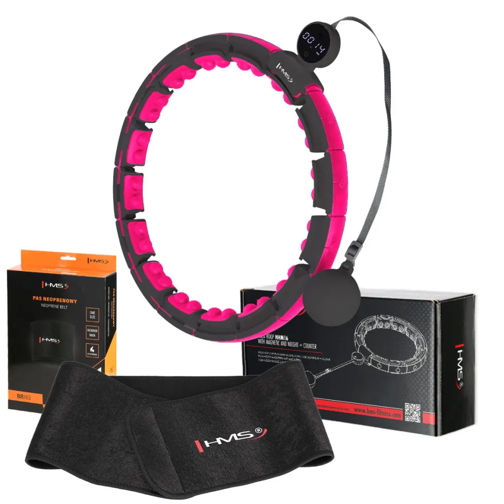 HMS Set Hoelahoep - Zwart/Roze + Afslank Tailleband