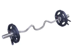 Lifemaxx Olympic Curled V-Bar - Geborsteld Staal - 120 cm