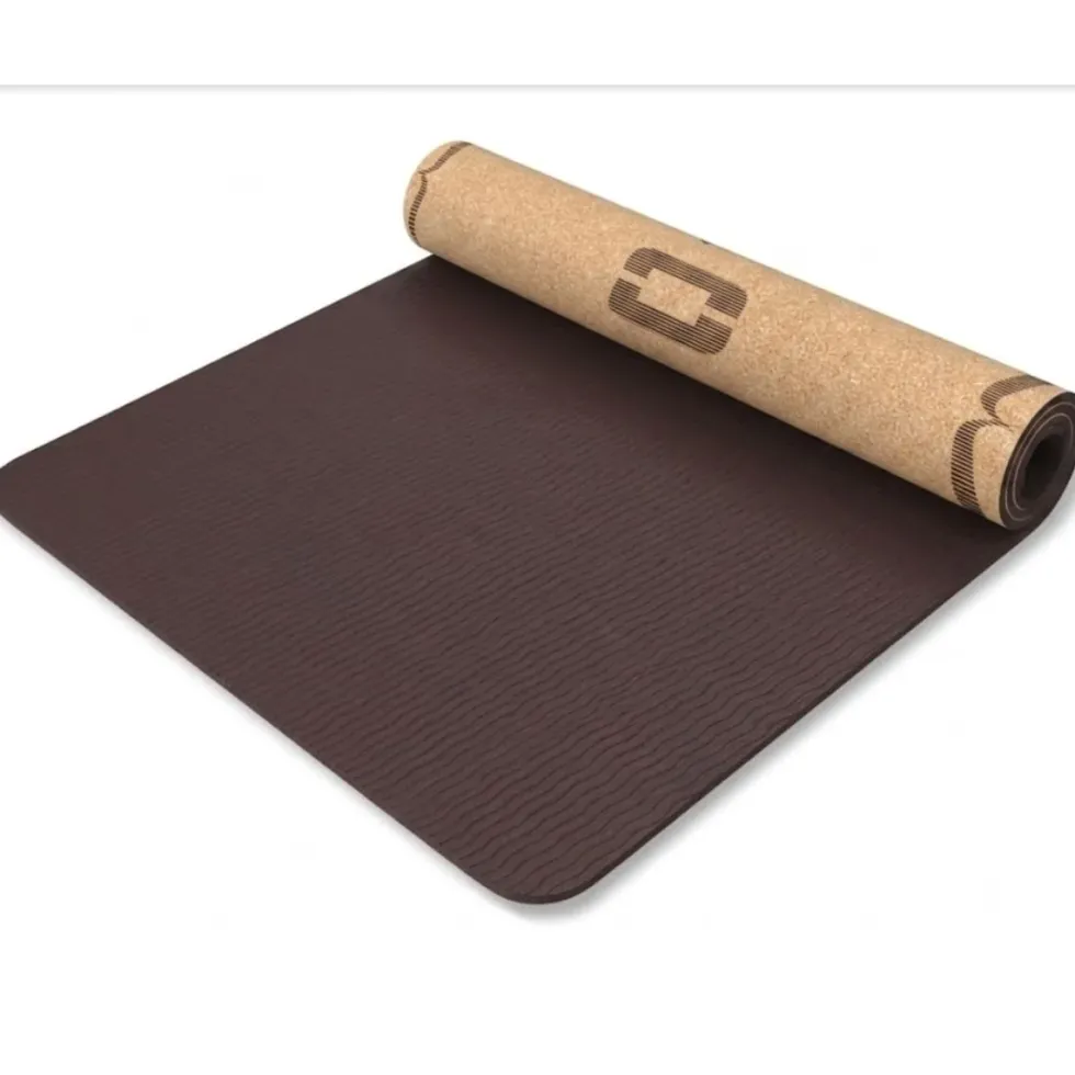Liveness Yoga Mat - 5 mm - Kurk/Chocolade