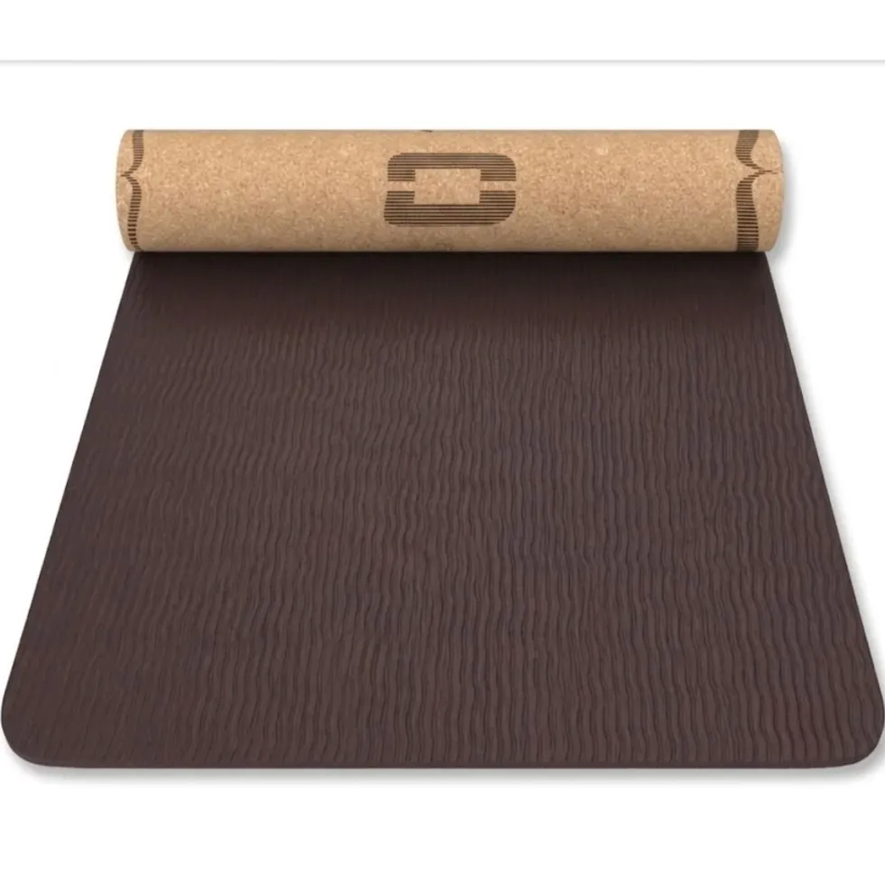 Liveness Yoga Mat - 5 mm - Kurk/Chocolade