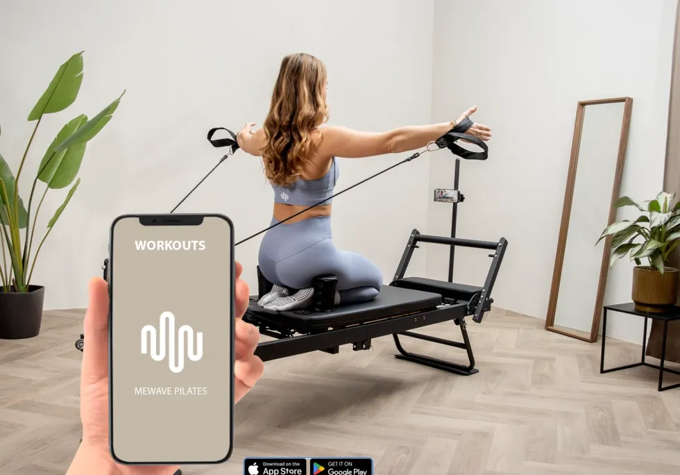 Mewave Pilates Reformer Pro Complete Set - Zwart