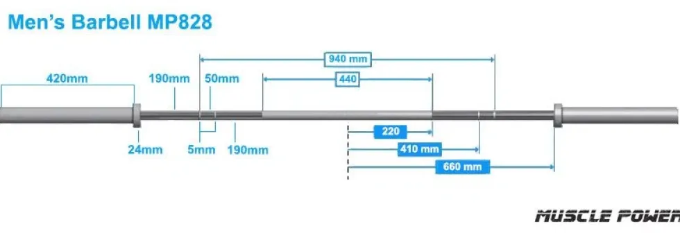 Muscle Power Olympische Crossfit Bar - Zwart/Chroom - 220 cm