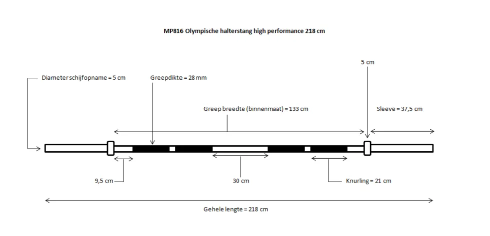 Muscle Power Olympische Halterstang 218 cm - High Performance