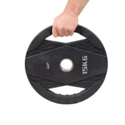 Muscle Power Olympische Halterschijf met Handgrepen - Rubber - 15 kg