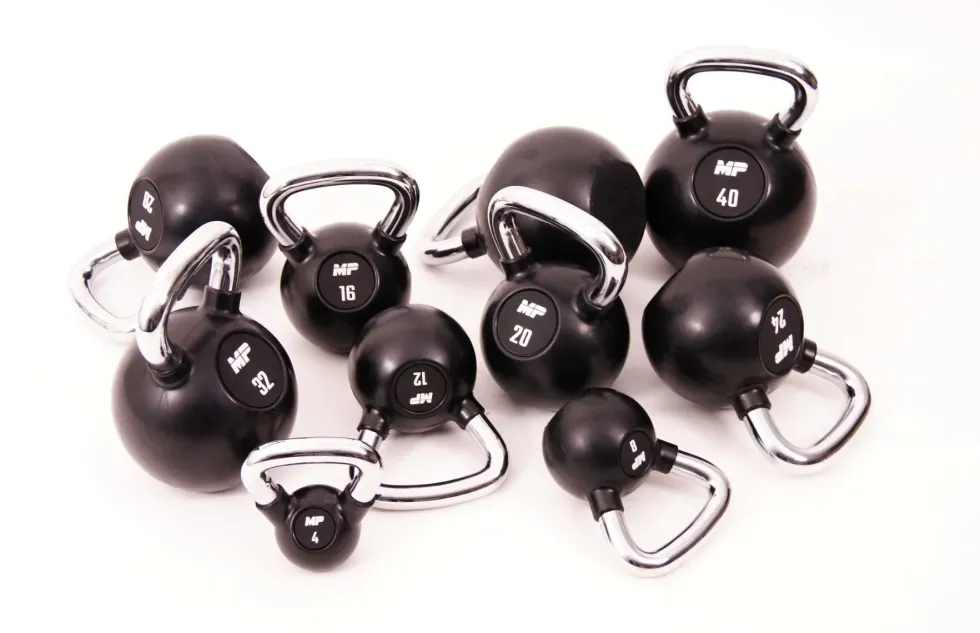 Muscle Power Rubberen Kettlebell - Zwart - 8 kg