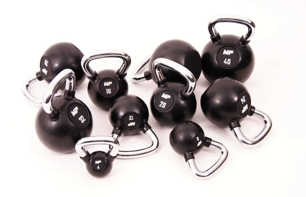 Muscle Power Rubberen Kettlebell - Zwart - 24 kg
