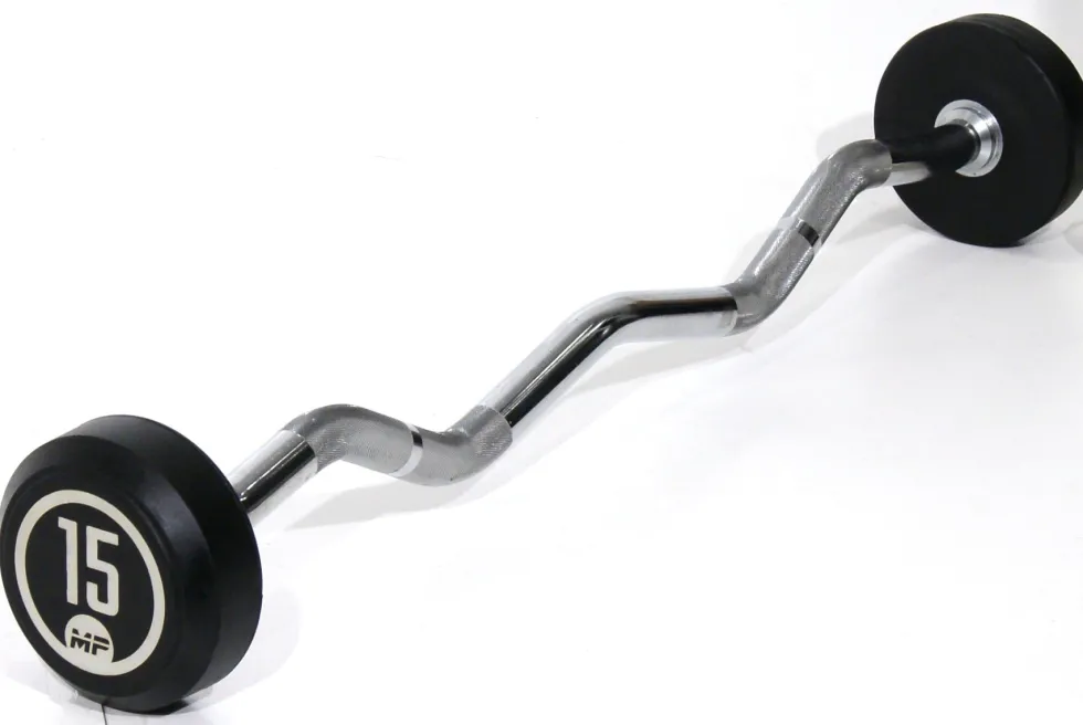 Muscle Power Vaste Curl Halterstang Rubber - 15 kg
