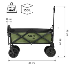 NILS Camp Opvouwbare Bolderkar - Groen - 150L