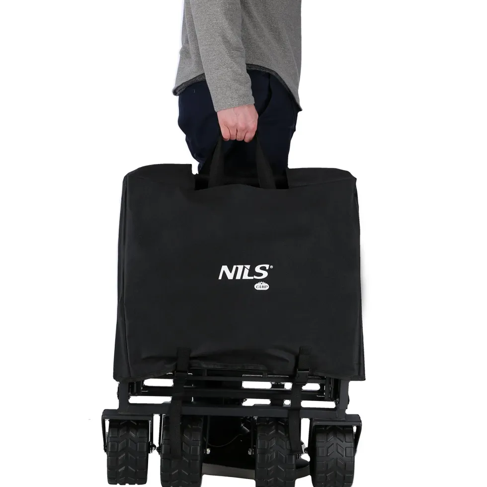 NILS Camp Opvouwbare Bolderkar - Zwart - 160L