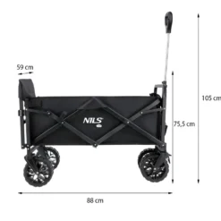 NILS Camp Opvouwbare Bolderkar - Zwart - 160L