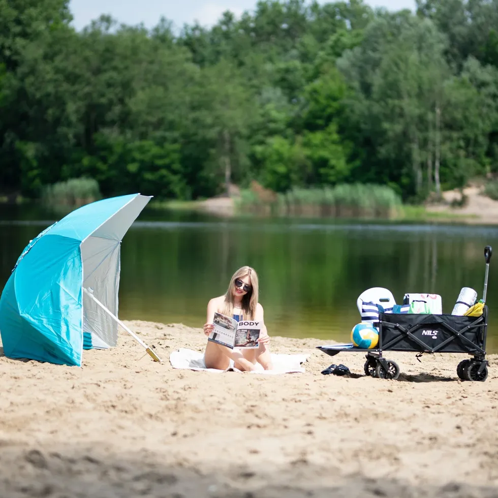 NILS Camp Opvouwbare Bolderkar - Zwart - 160L