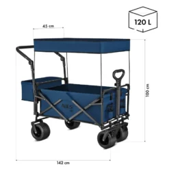 NILS Camp Opvouwbare Bolderkar - Blauw - 120L
