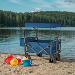 NILS Camp Opvouwbare Bolderkar - Blauw - 120L