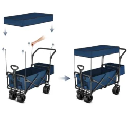 NILS Camp Opvouwbare Bolderkar - Blauw - 120L