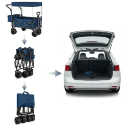 NILS Camp Opvouwbare Bolderkar - Blauw - 120L