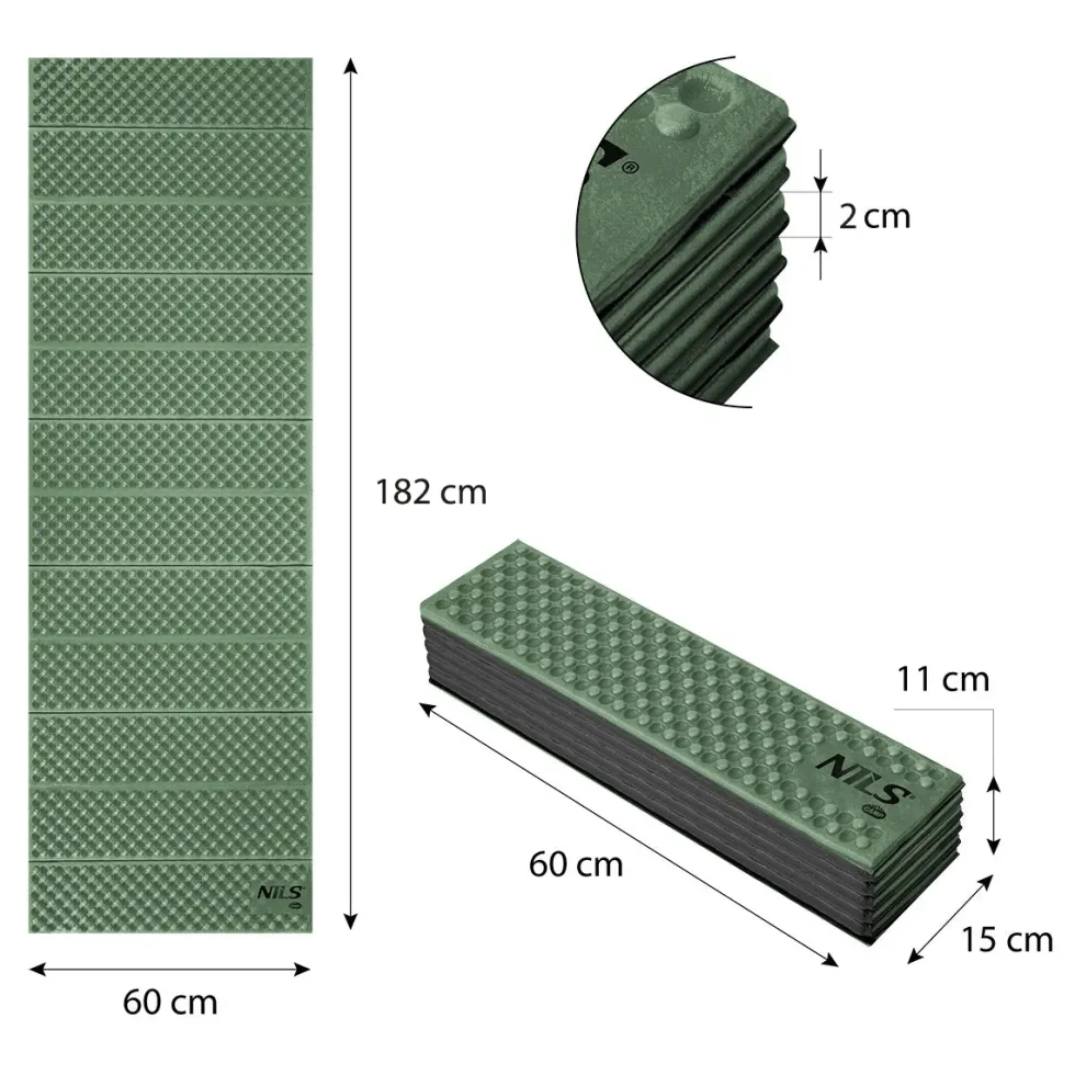 NILS Camp Opvouwbare Slaapmat - Groen - 182 cm