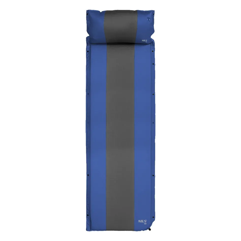 NILS Camp Zelfopblazende Slaapmat met Kussen - Blauw/Grijs