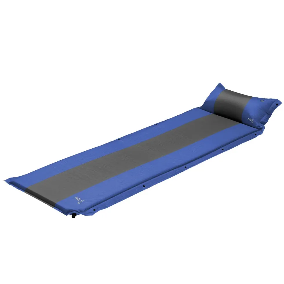 NILS Camp Zelfopblazende Slaapmat met Kussen - Blauw/Grijs