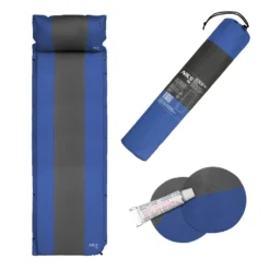 NILS Camp Zelfopblazende Slaapmat met Kussen - Blauw/Grijs