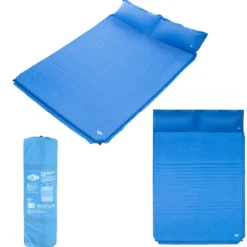NILS Camp Zelfopblazende Slaapmat met Kussen - 2-persoons - Blauw