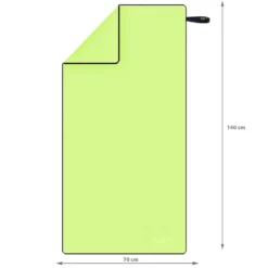NILS Microvezel Handdoek - Groen/Zwart - 140 x 70 cm