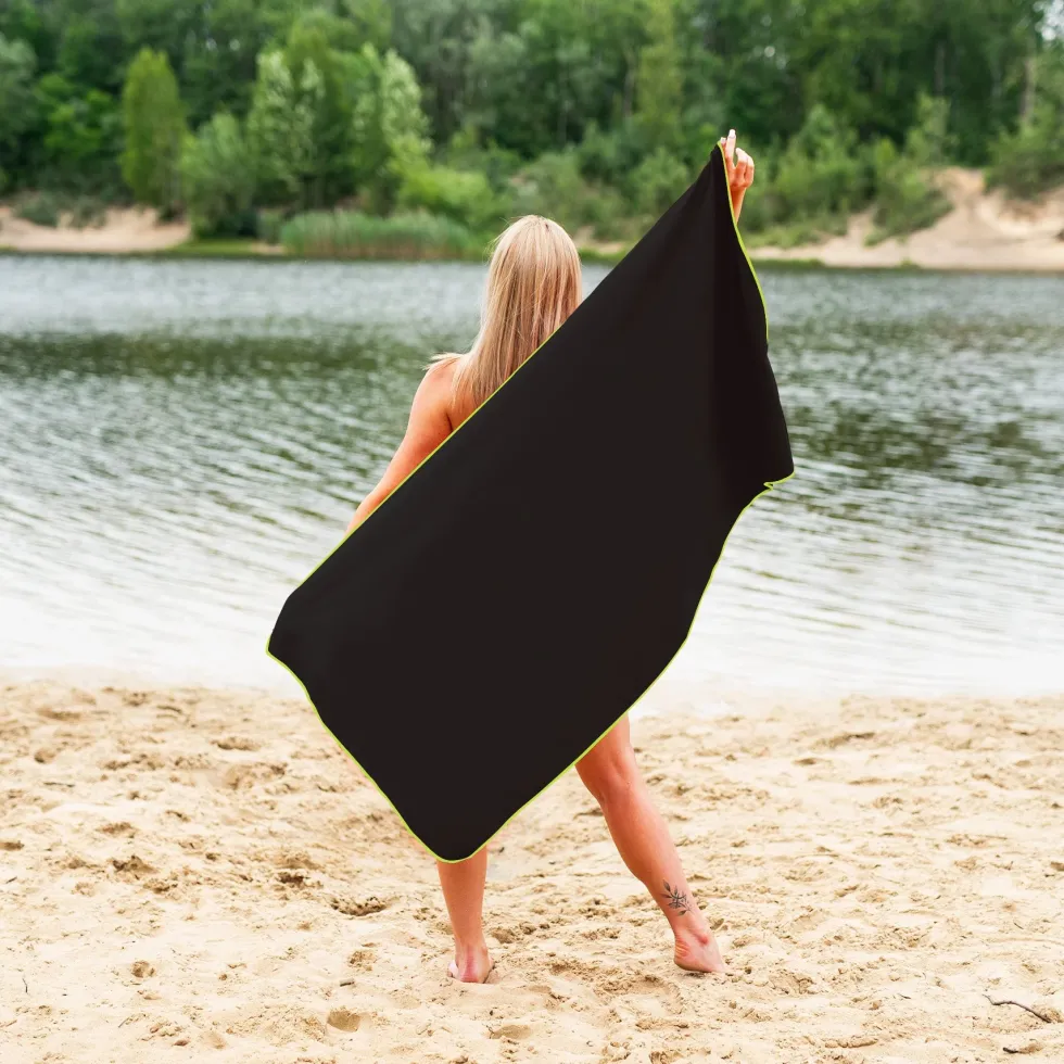 NILS Microvezel Handdoek - Zwart - 140 x 70 cm