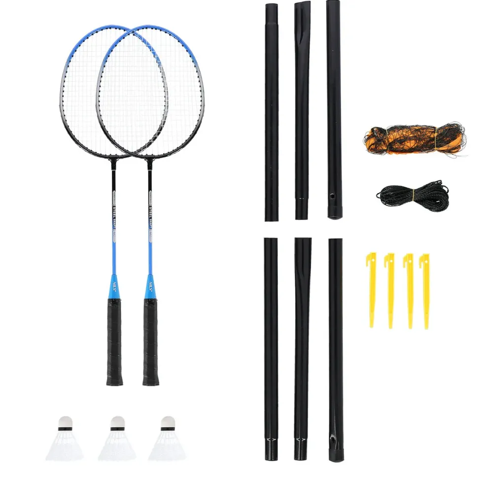 NILS Steeltec Badmintonset - Complete Set - Blauw/Zwart