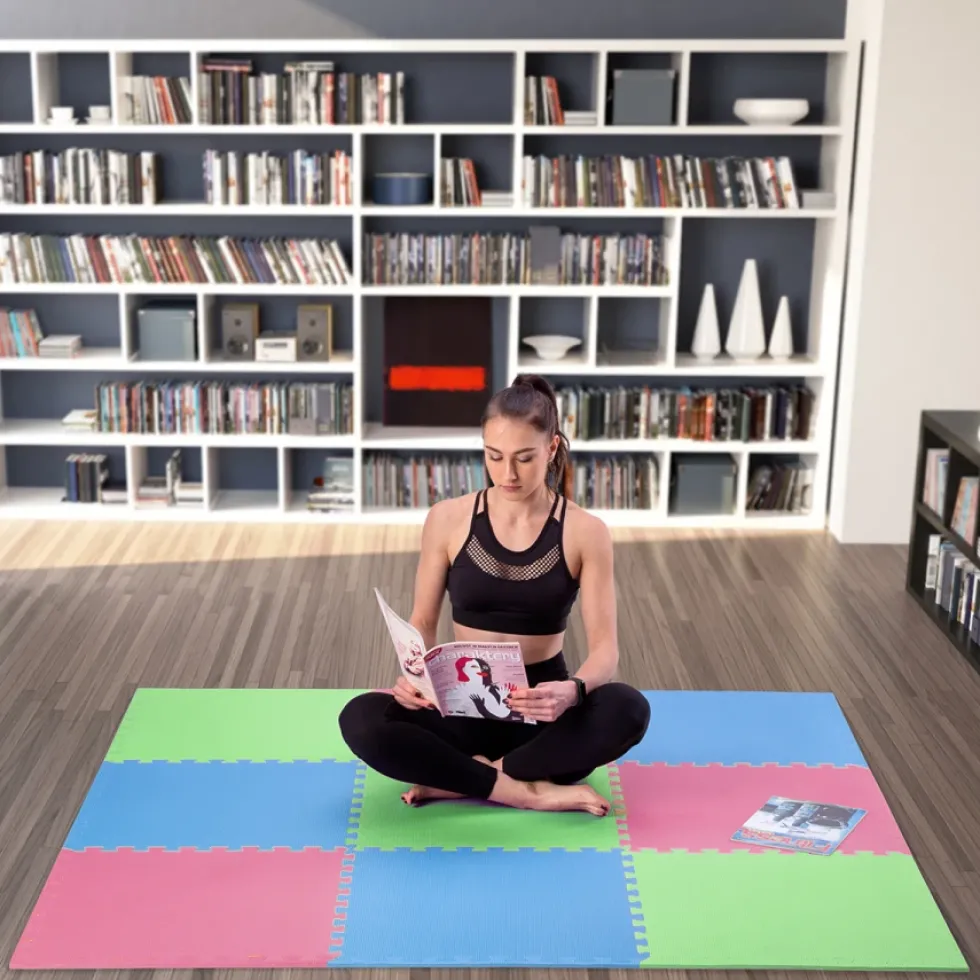 One Fitness Puzzelmat - Set van 9 - 10 mm - Multi
