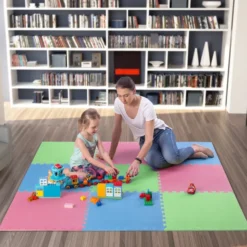 One Fitness Puzzelmat - Set van 9 - 10 mm - Multi