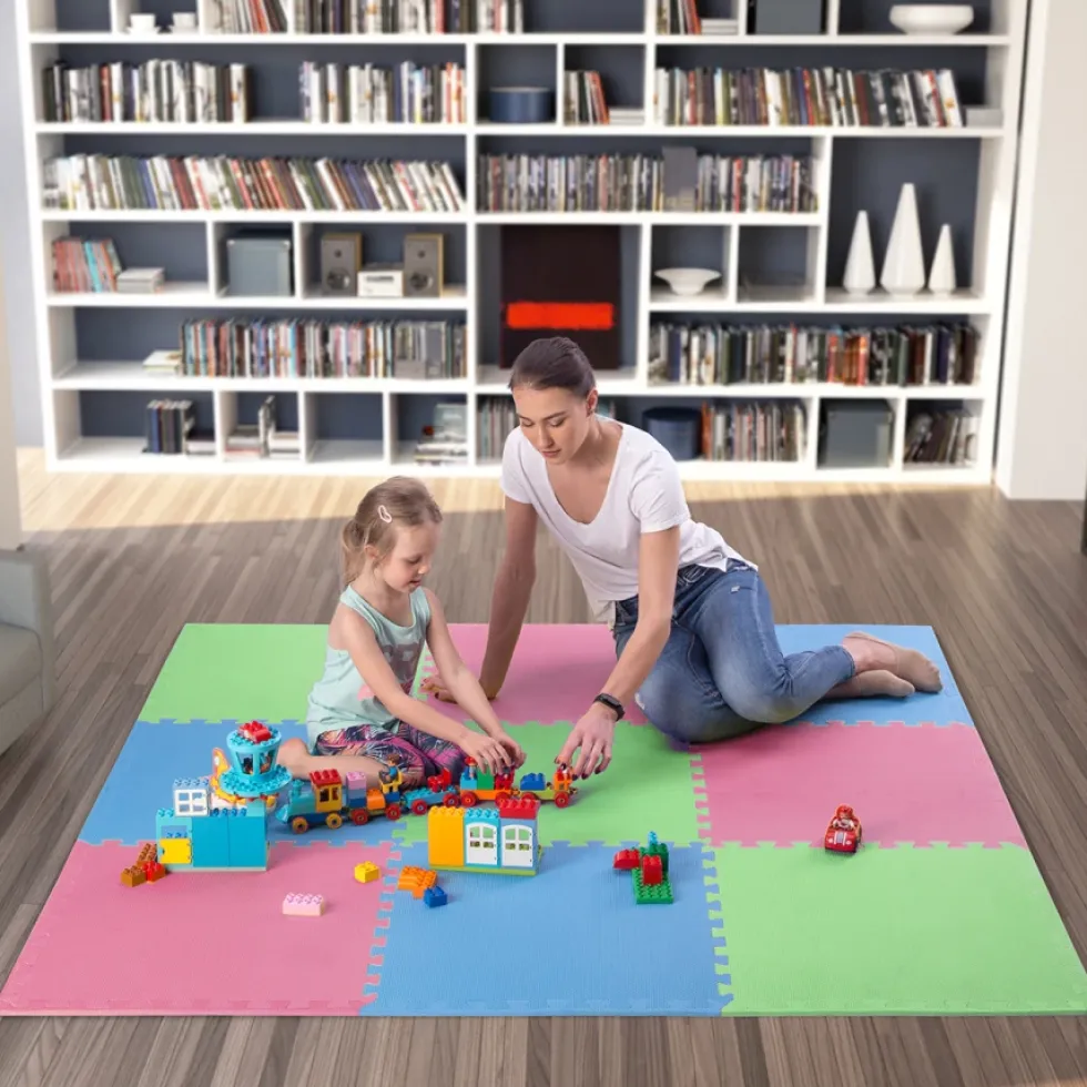 One Fitness Puzzelmat - Set van 9 - 10 mm - Multi