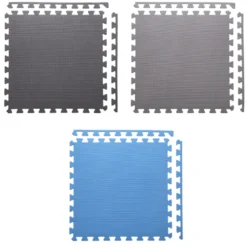 One Fitness Puzzelmat - Set van 9 - 10 mm - Blauw/Grijs