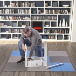 One Fitness Puzzelmat - Set van 9 - 10 mm - Blauw/Grijs
