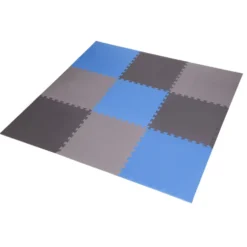 One Fitness Puzzelmat - Set van 9 - 10 mm - Blauw/Grijs